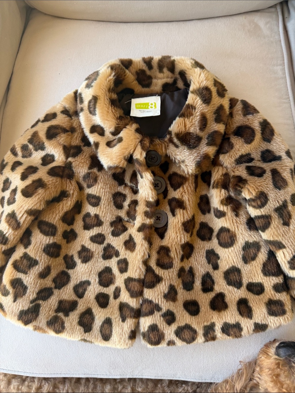 Crazy 8 Leopard Print Faux-Fur Pea Coat - Brown/Tan